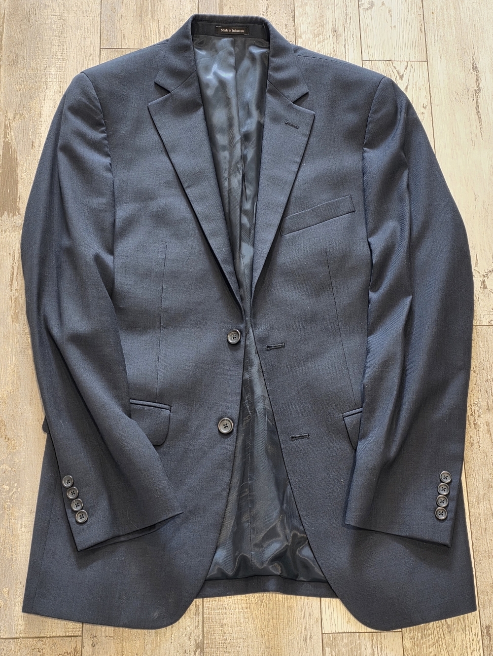 38L Men's Pronto Uomo Platinum Series Blazer Solid Blue 100% Wool Sport Coat